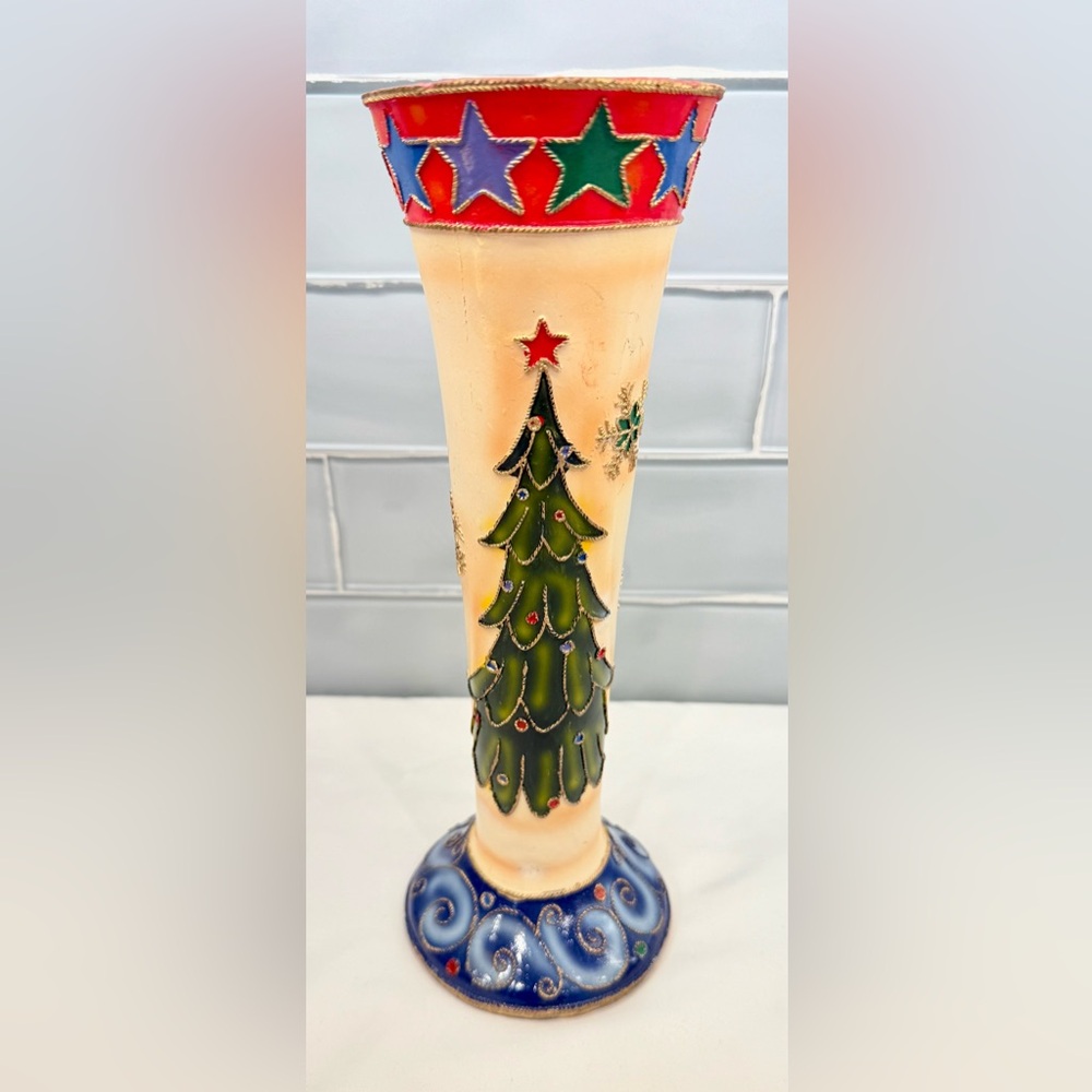 Margie’s Garden Resin Christmas Vase, 11”